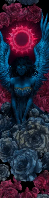 Free angel bookmark featuring dark blue angel